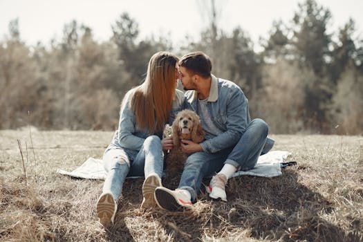 happy pet owner with her dog