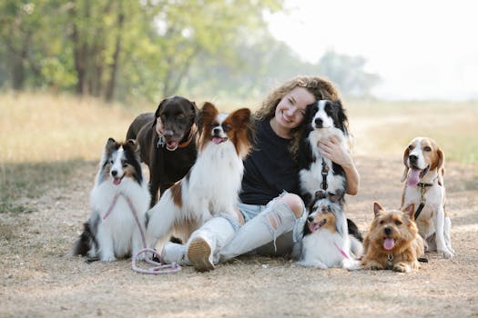 happy dog with owner