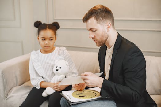 therapy dog helping a child