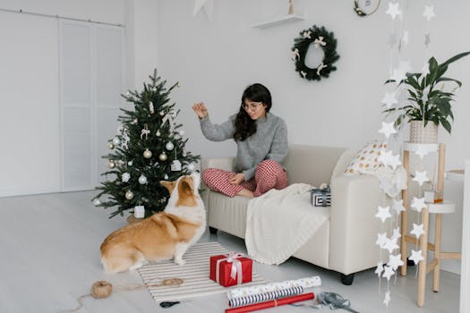 happy dog greeting owner