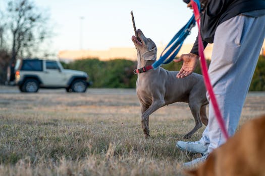 dog playing fetch in the park