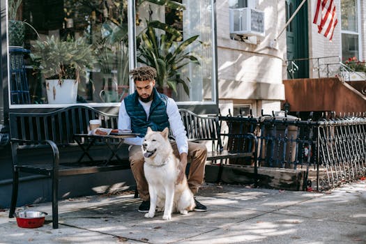 dog and owner taking a break outdoors