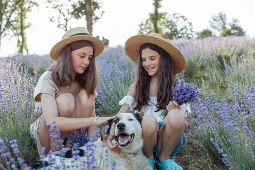 happy dog sitting next to a person