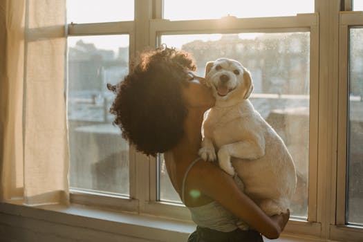 happy pet owner with dog