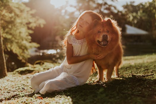 playful dog and child