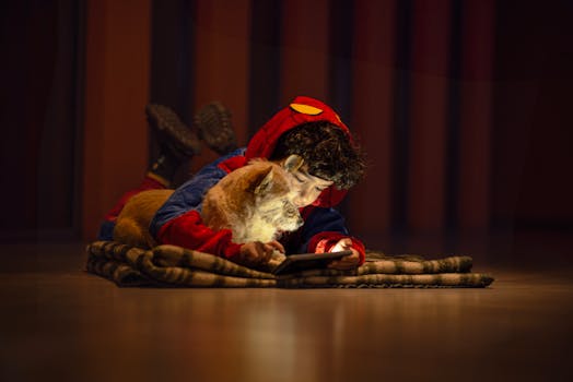 child with a therapy dog