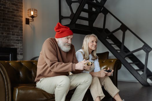 elderly person playing with a cat