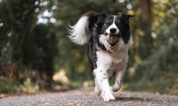 happy dog playing fetch