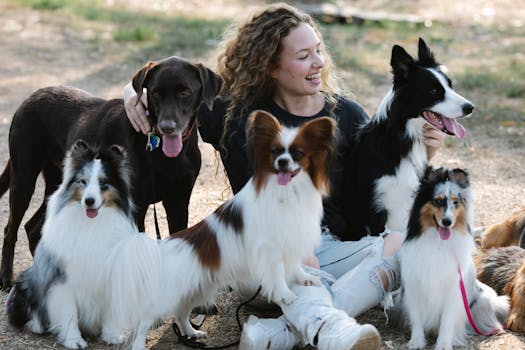 happy dog looking at owner