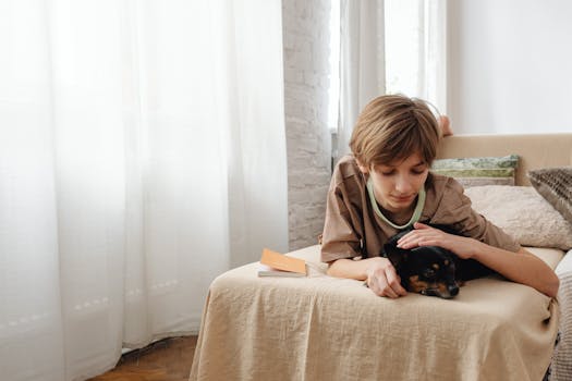 child hugging a dog